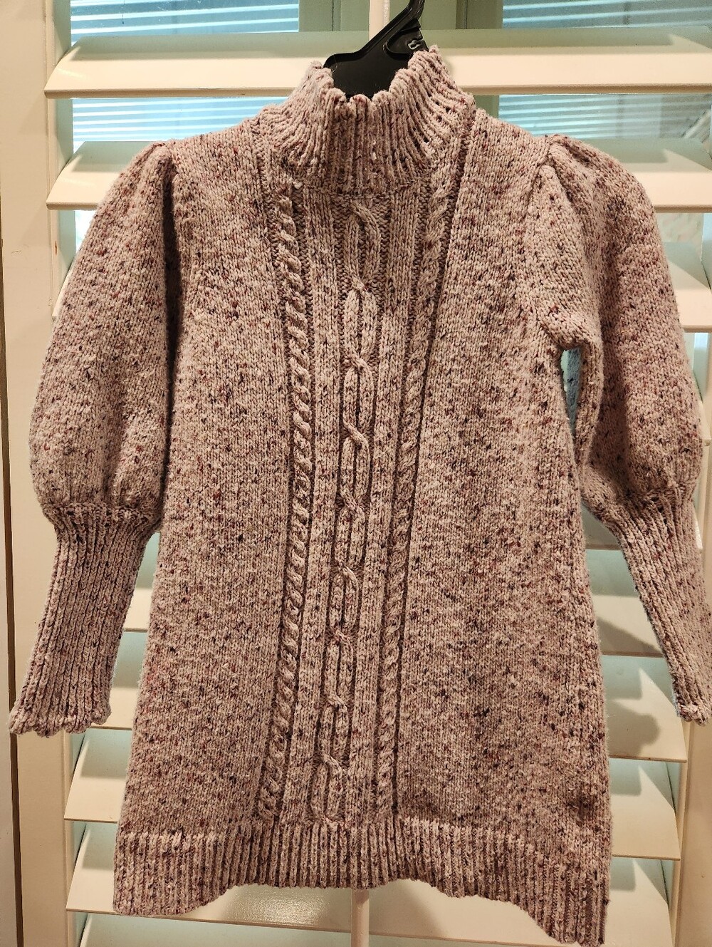 Janie and Jack Speckled Cable-Knit Mock Neck Sweater - Heathered Mauve, Size 3T